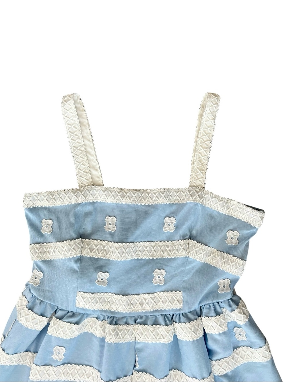 Barbie™ X Unique Vintage Blue & White Suburban Shopper 1959 Retro Sundress Sz 16 - Picture 4 of 12